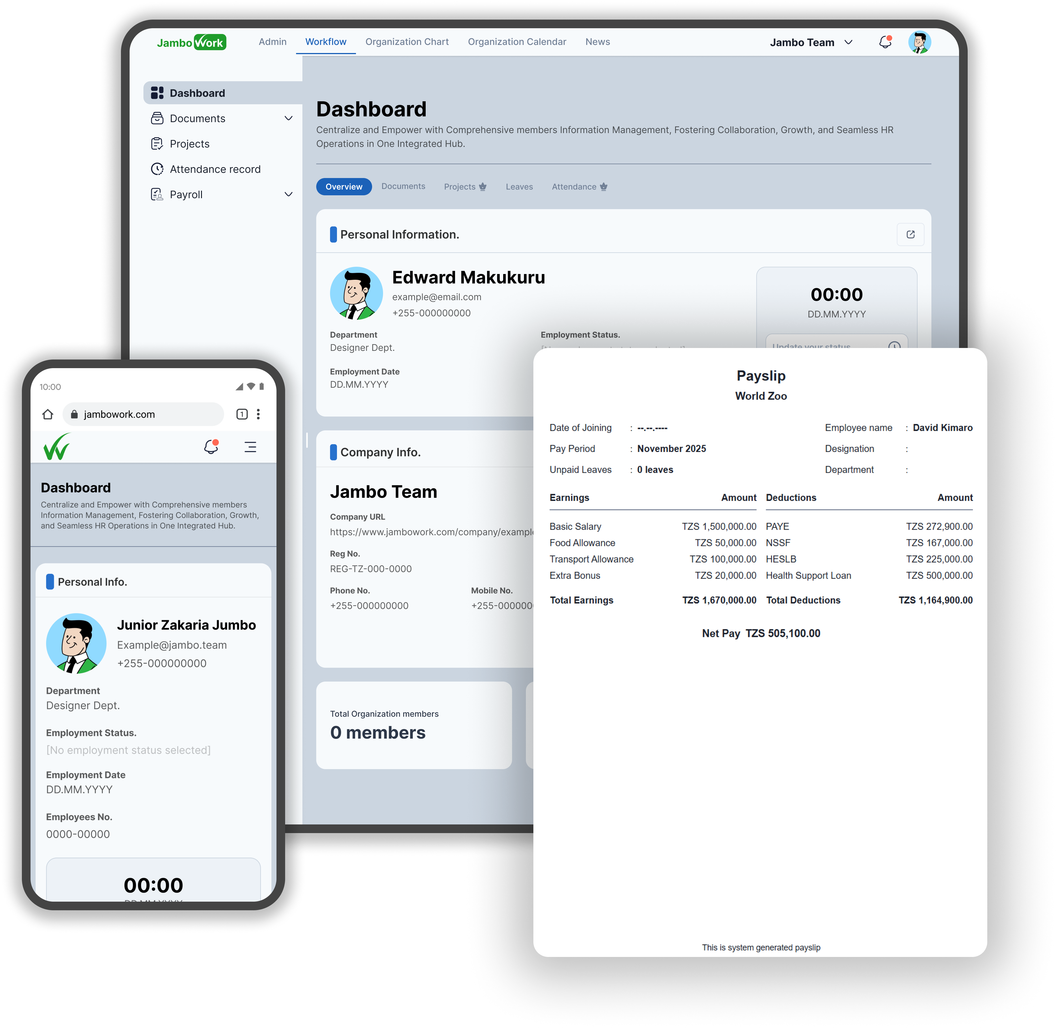 Jambo Work Dashboard on multiple devices